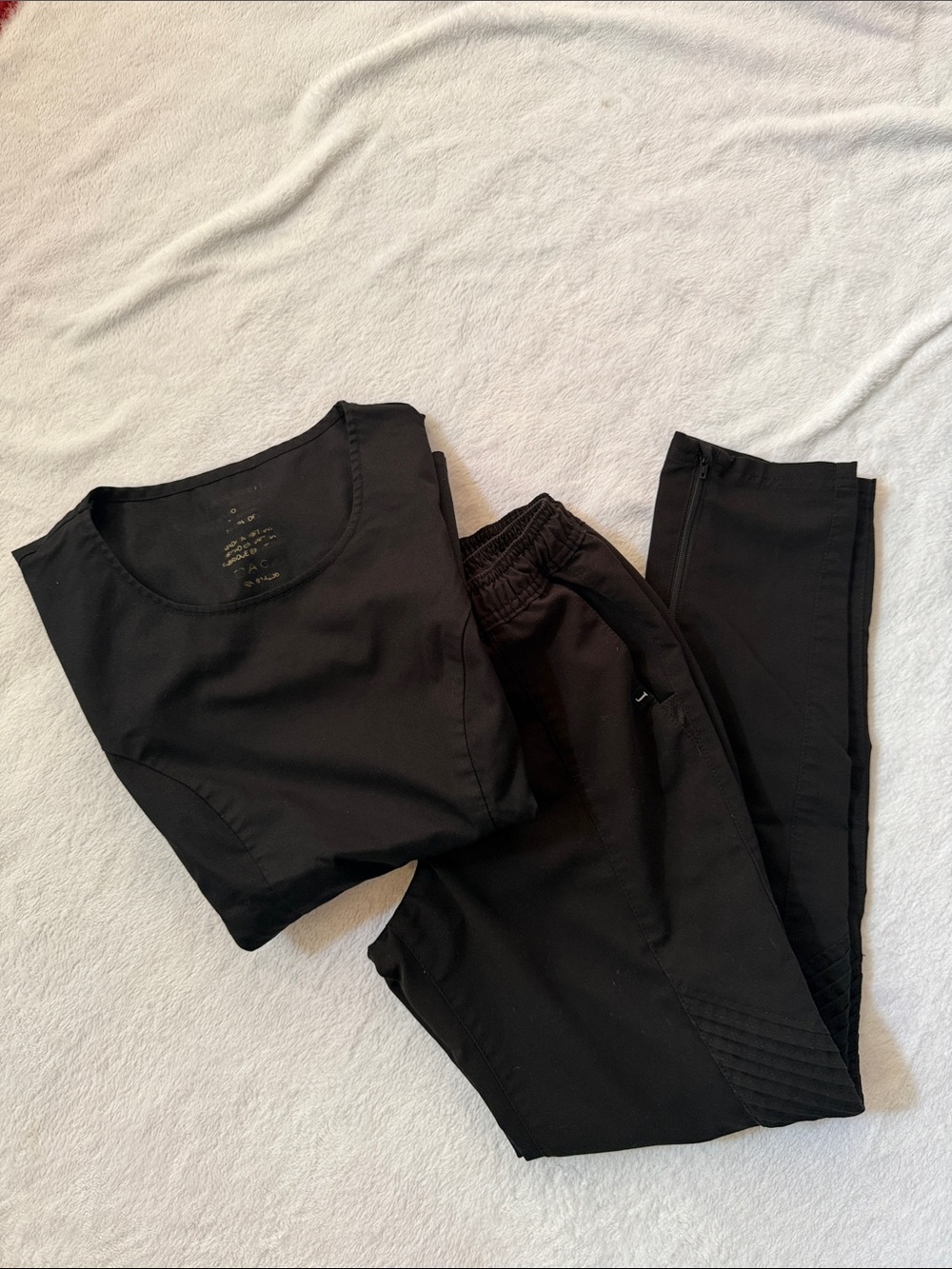 Womens Jaanuu Black Scrubs - Top XS Pants XXS petite